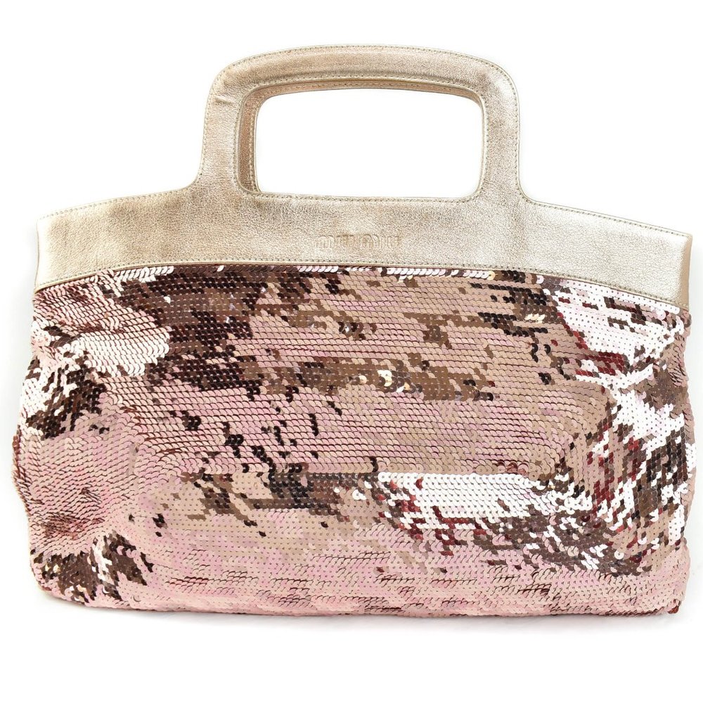 MIU MIU: Metallic Pink, Leather & Sequins Tote mo